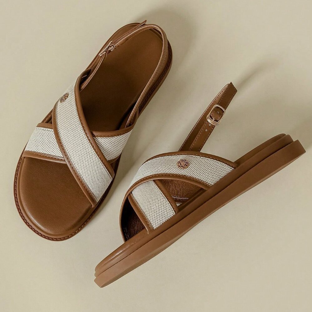 Brown Bohemian Women's Thick Sole Strap Buckle Sandals